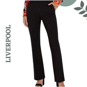 Liverpool - Kelsey Flare Trouser in Black and White Pinstripe Stetch